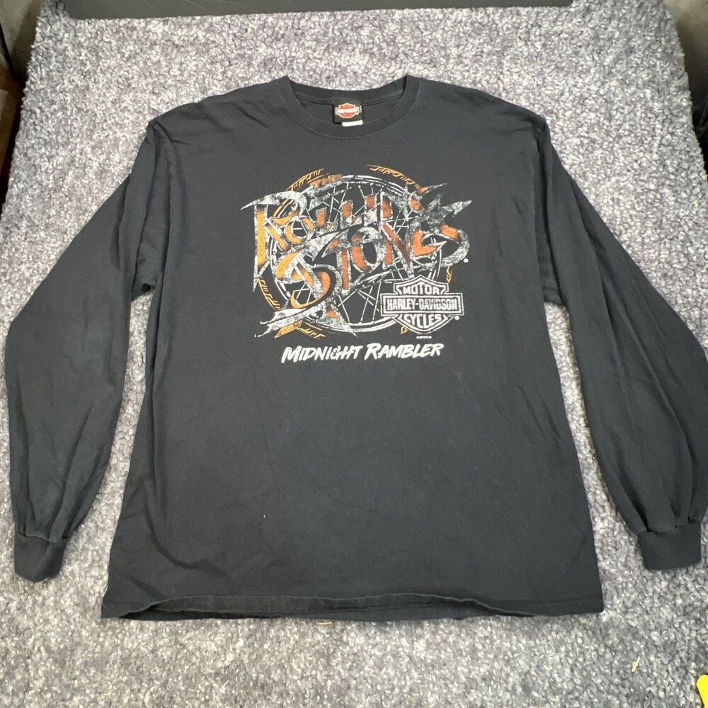 Harley Davidson Midnight Rambler Long Sleeve T Shirt Mens Black Graphic Tee 2019